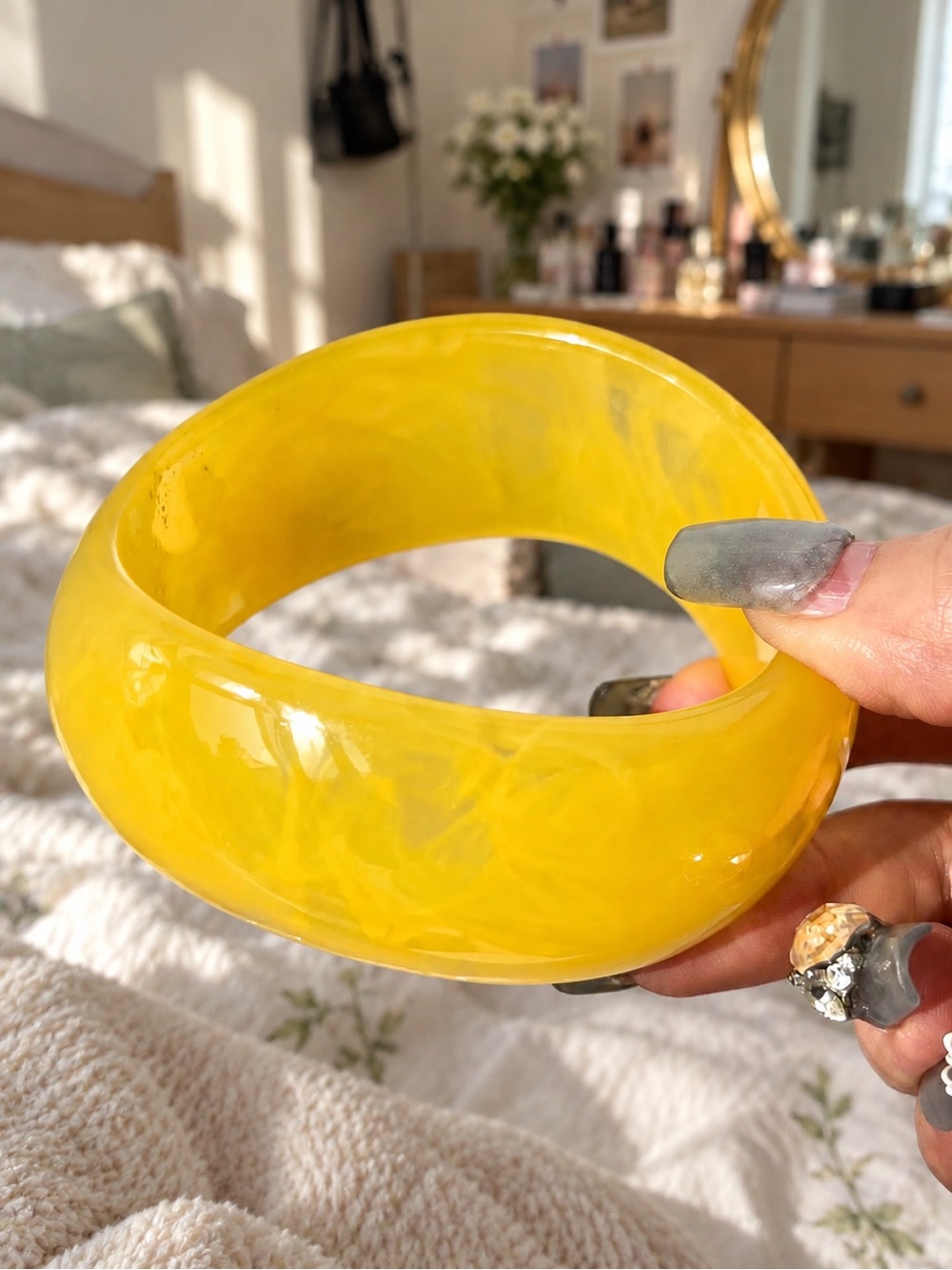 Yellow Resin Bangle Bracelet - Fashion Women Accessories